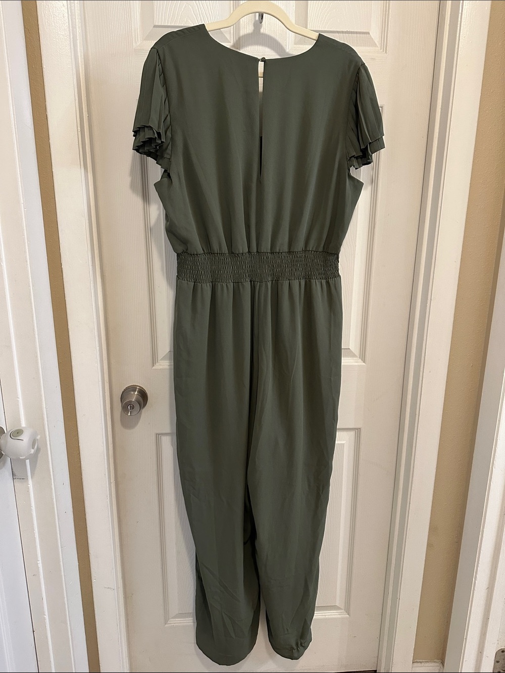 Nanette Lepore Olive Green V-Neck Long Sleeve Jumpsuit - Picture 5 of 6